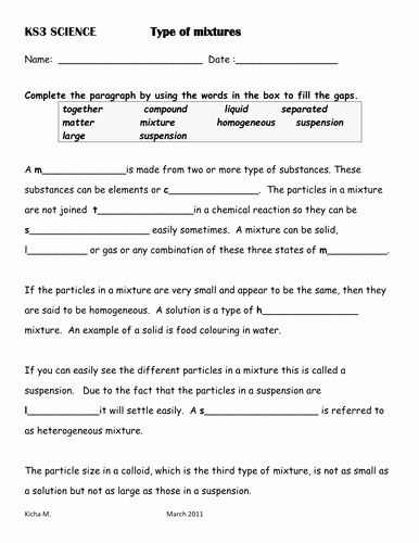 Mixtures And Solutions Worksheet Answers Beautiful Types Of Mixtures By 