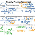 Molarity Practice Worksheet 1 3 Science Chemistry Solutions