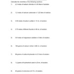 Molarity Worksheet Answers Chemistry