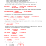 Molarity Worksheet Answers Chemistry