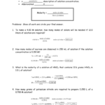 Molarity Worksheet Answers Chemistry Promotiontablecovers