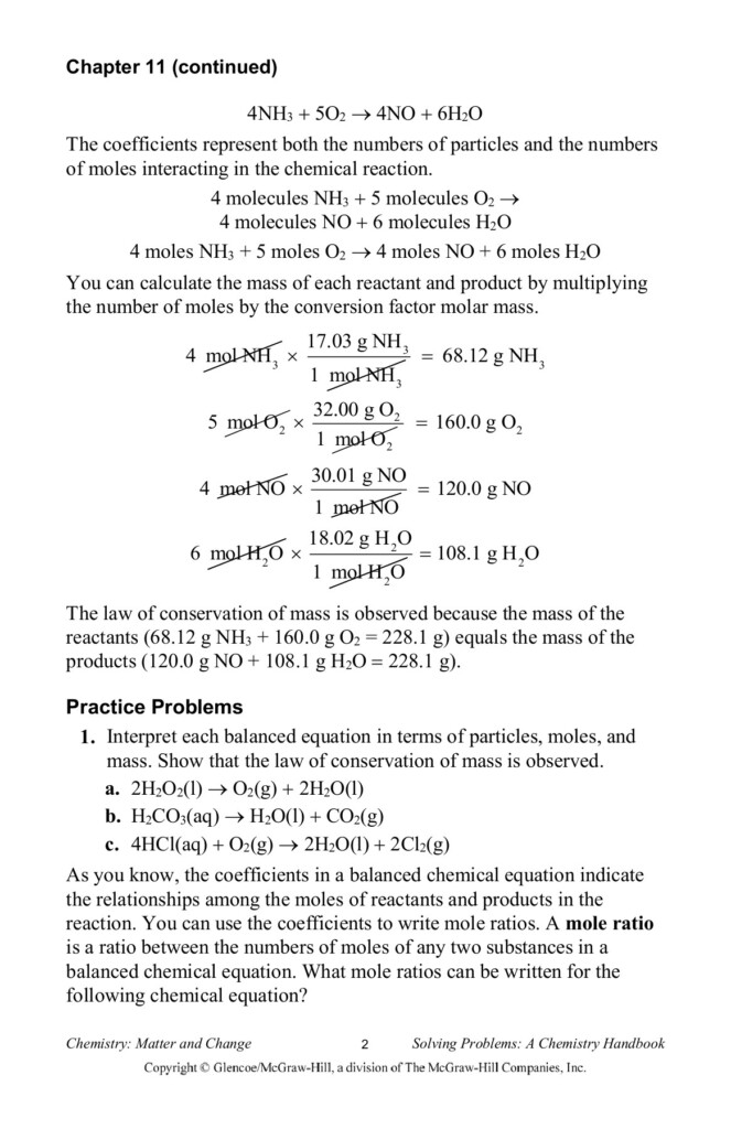 Mole Ratios How Can The Coefficients In A Chemical Equation Be 