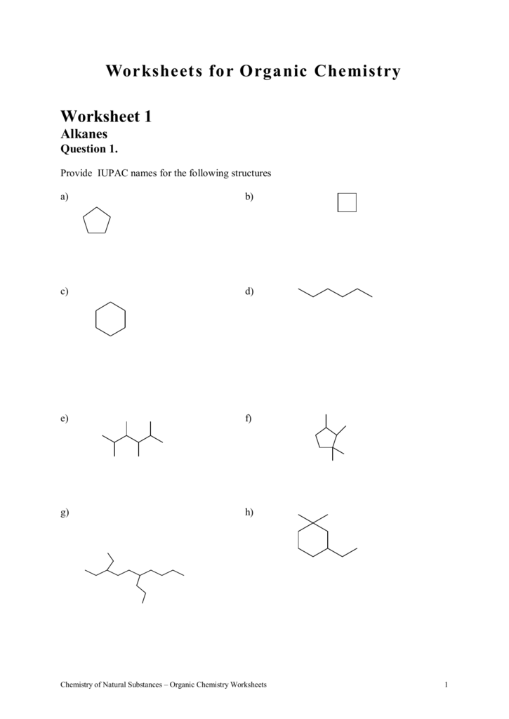 Naming Alkanes Worksheet 1 Answer Key Kidsworksheetfun