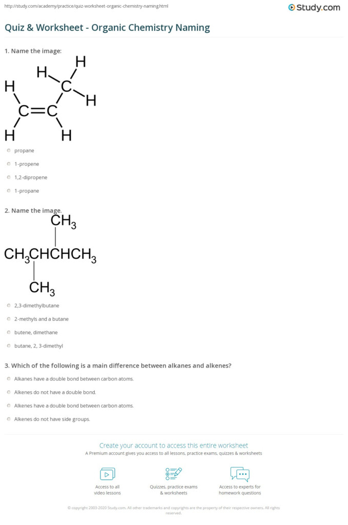 Naming Alkanes Worksheet 1 Answers Thekidsworksheet