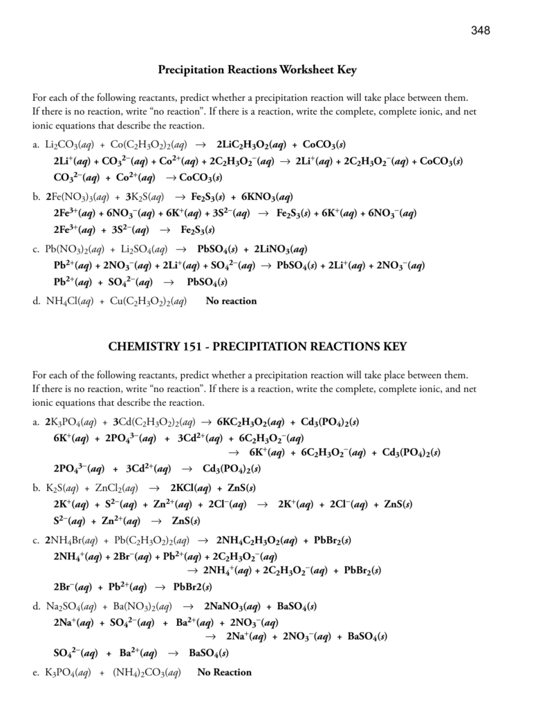 Net Ionic Equations Advanced Chem Worksheet 10 4 Worksheet
