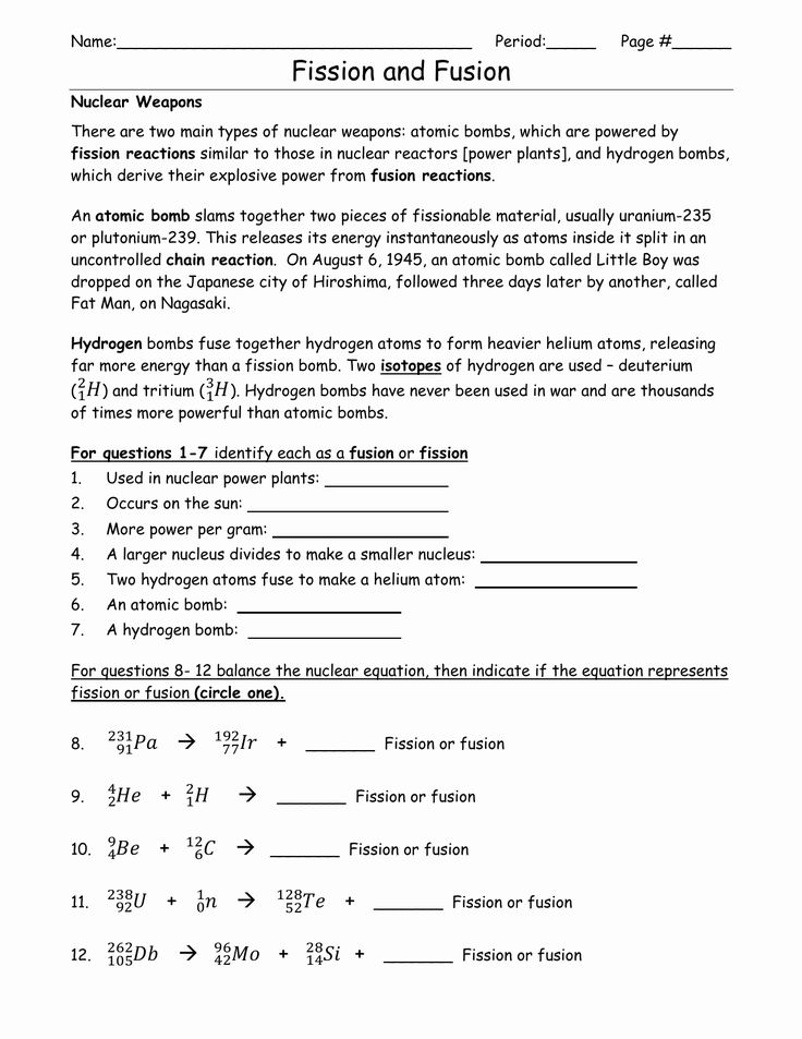 Nuclear Chemistry Worksheet Answer Key Best Of Nuclear Fission And