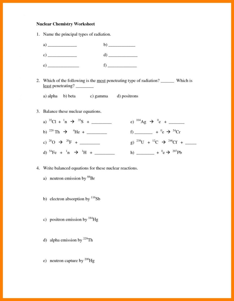 Nuclear Decay Worksheet Answers