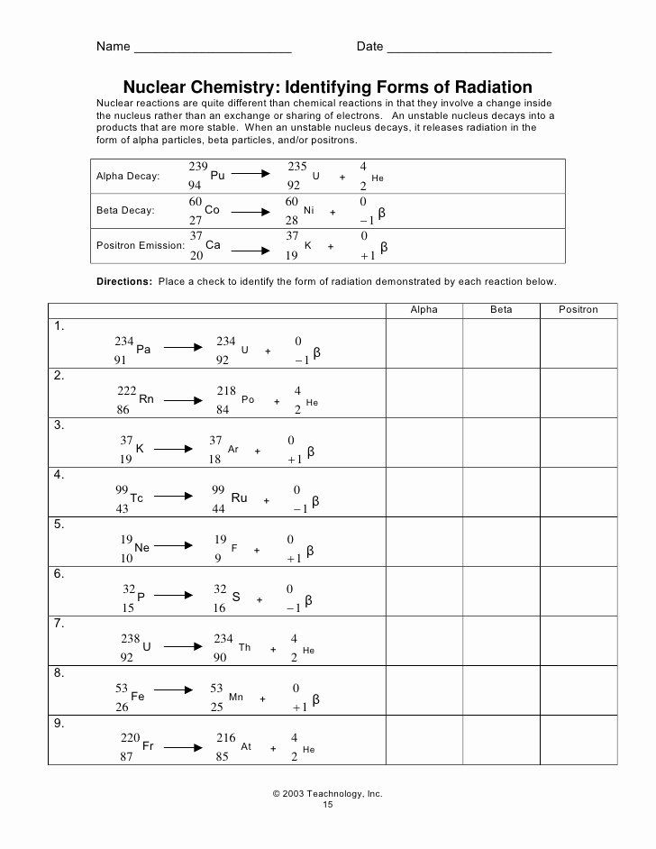 Nuclear Decay Worksheet Answers Thekidsworksheet