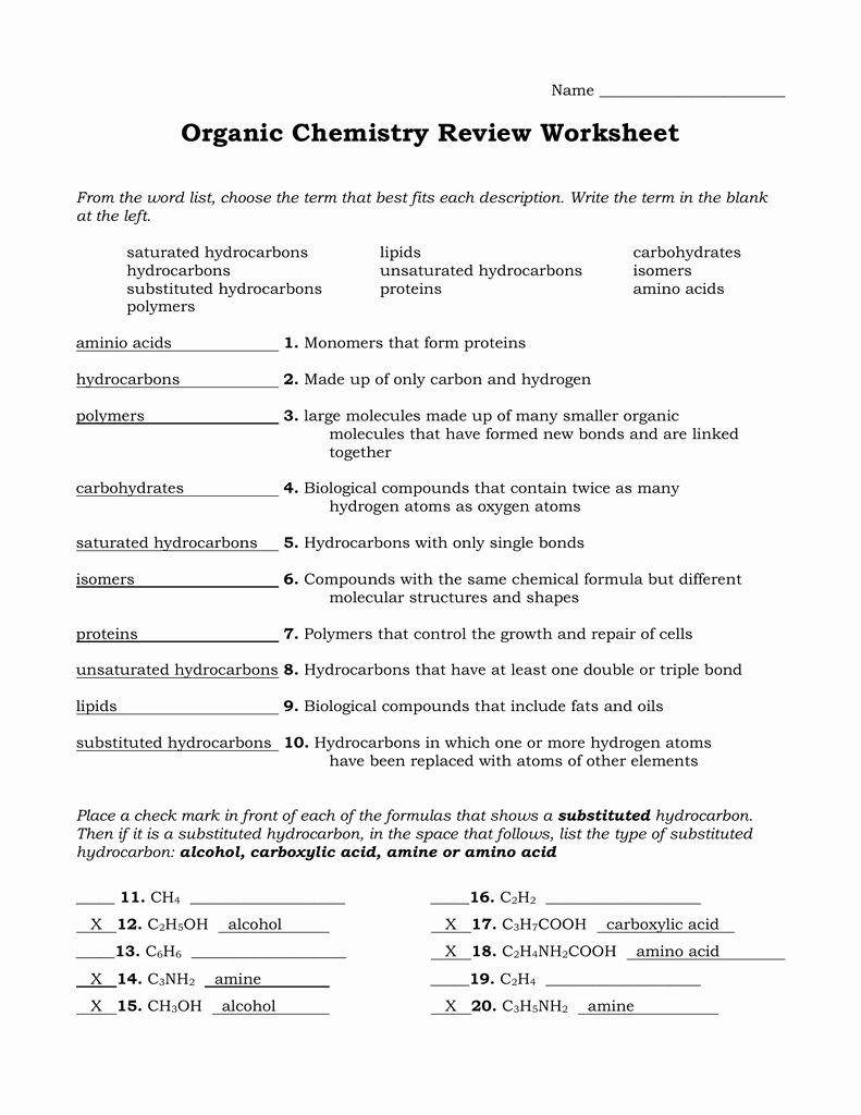 Organic Chemistry Worksheet With Answers Awesome 15 Best Of Naming 