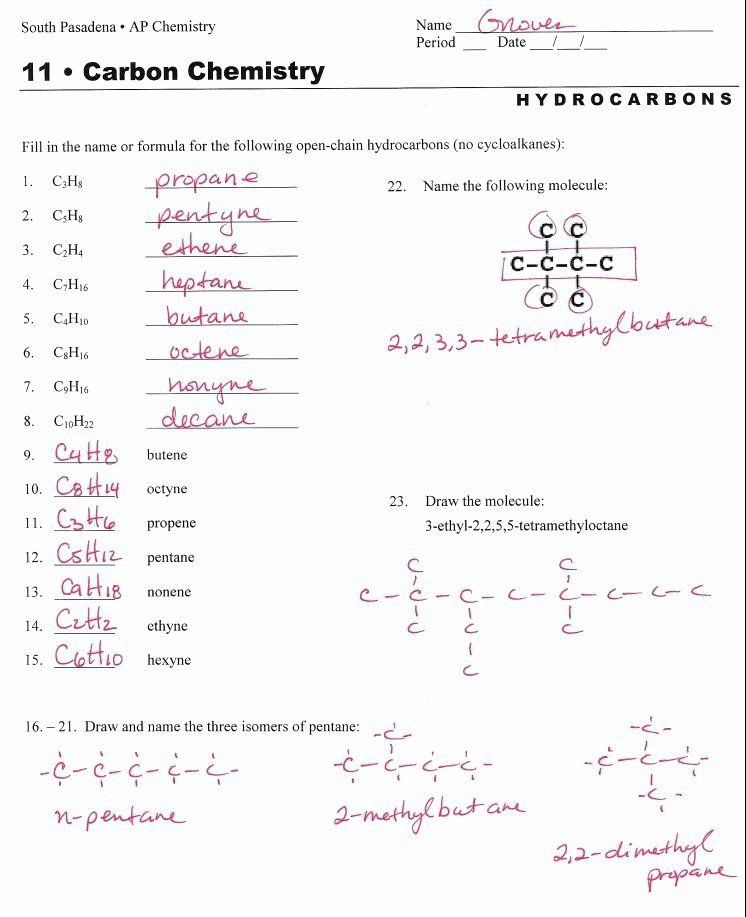 Organic Molecules Worksheet Answer Key Organic Molecules Worksheet