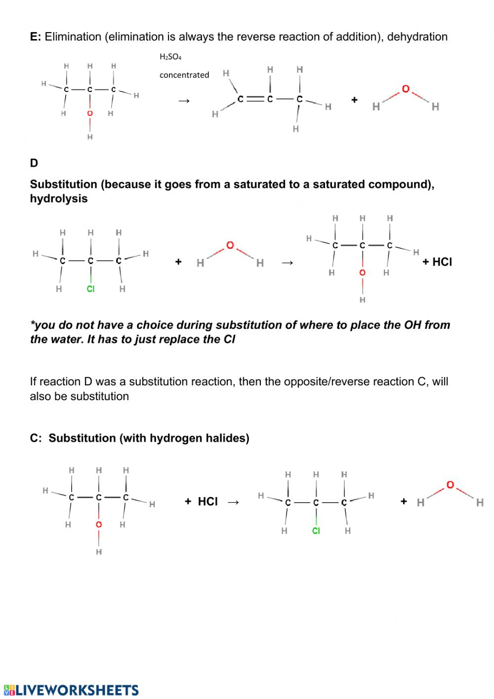 Organic Reactions Worksheet 6 Worksheet