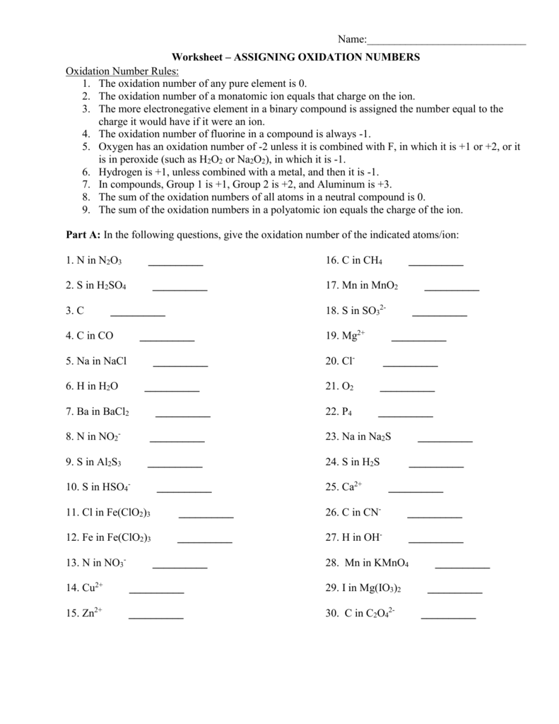 Oxidation Numbers Worksheet Answers Nidecmege