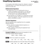 Parts Of A Balanced Chemical Equation Teaching Transparency Worksheet