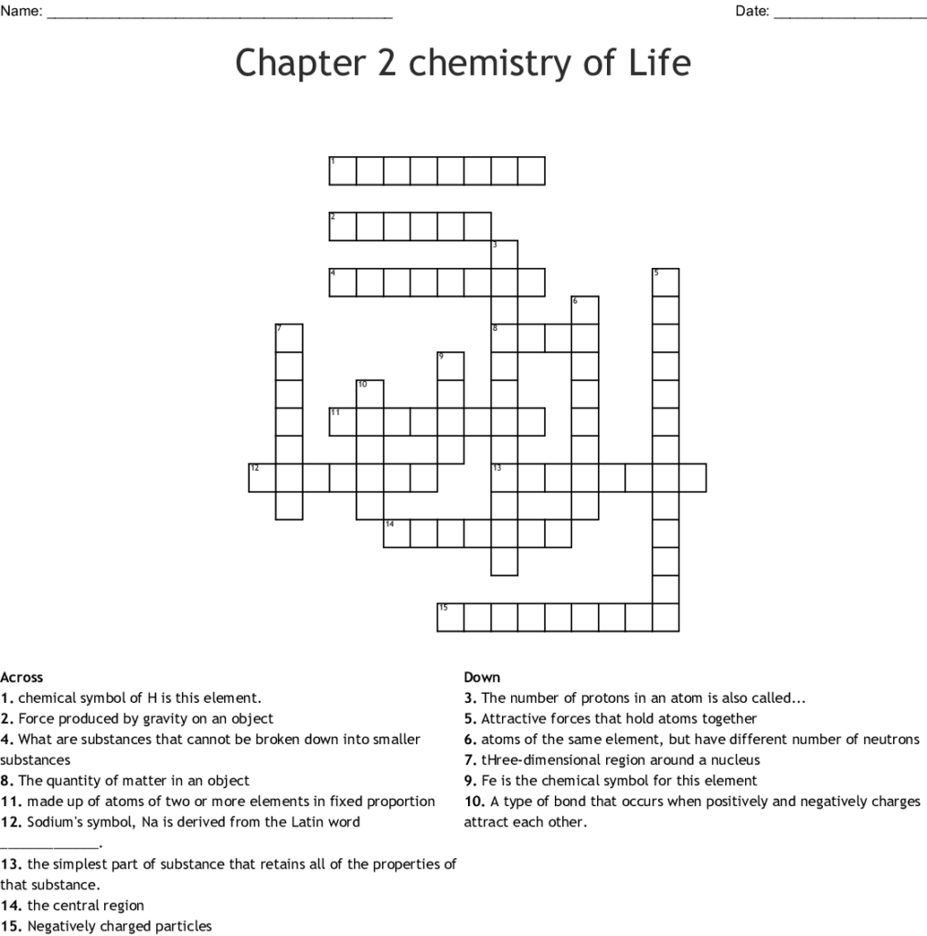 Periodic Table Symbols And Names Crossword Puzzle Answer Key Review 