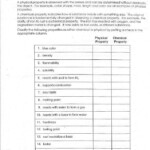 Physical And Chemical Properties Worksheet Chapter 2 Worksheet Physical
