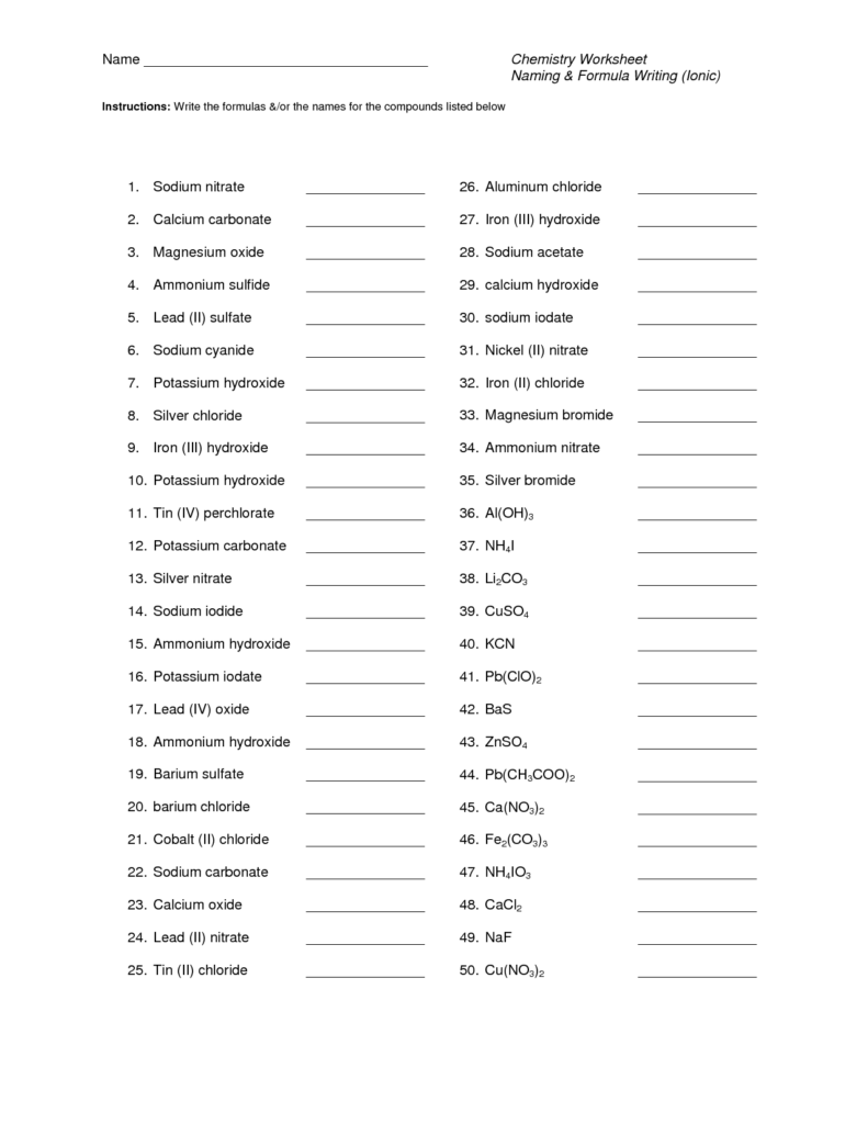 Pin By Afton On Chemistry Chemistry Worksheets Naming Chemical 