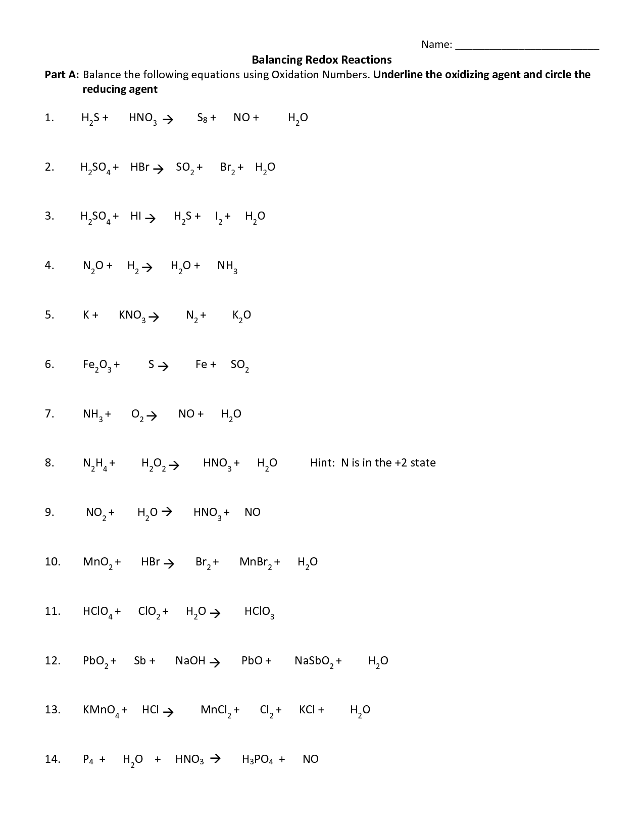 Pin By Saitech Informatics On Balancing Of Chemical Reaction Redox 