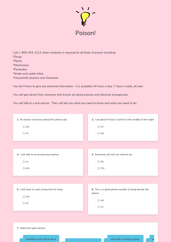 Poison Interactive E Worksheet Quickworksheets