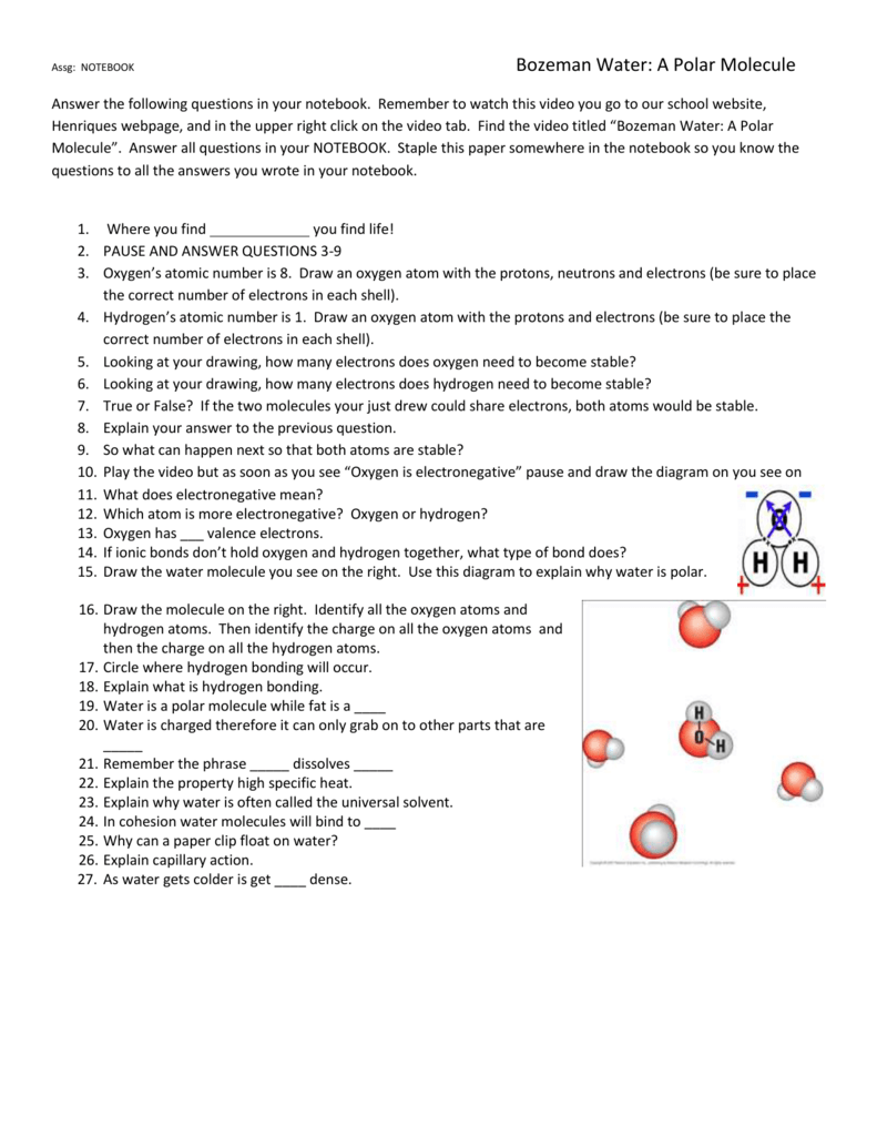 Polar And Nonpolar Bonds And Molecules Worksheet Answers 