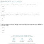 Quiz Worksheet Aqueous Solutions Study