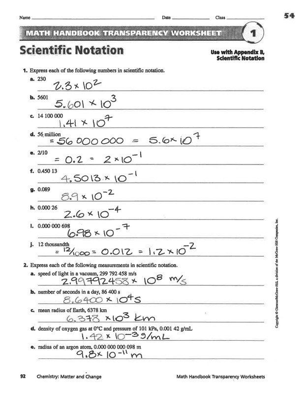 Scientific Notation Worksheet With Answers Scientific Notation Ws Ms 