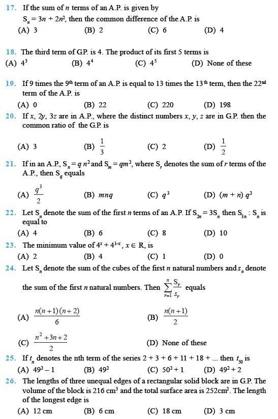 Sequences And Series Worksheet Answers Class 11 Important Questions For