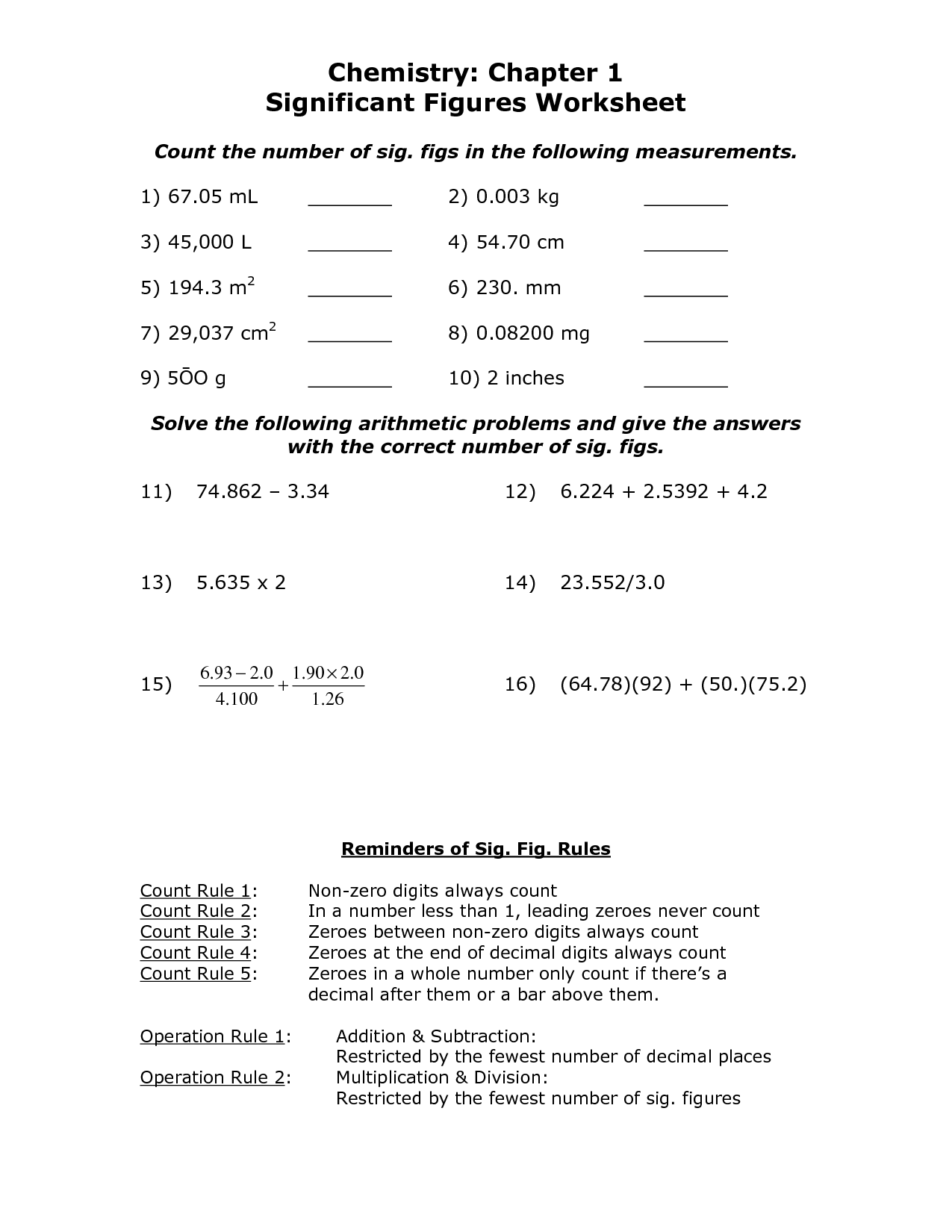 Sig Figs Worksheet With Answers Promotiontablecovers