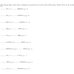 Single Replacement Reaction Worksheets