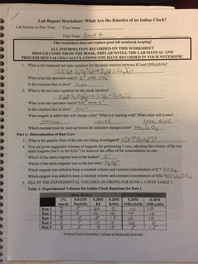 Solved Lab Report Worksheet What Are The Kinetics Of An Chegg