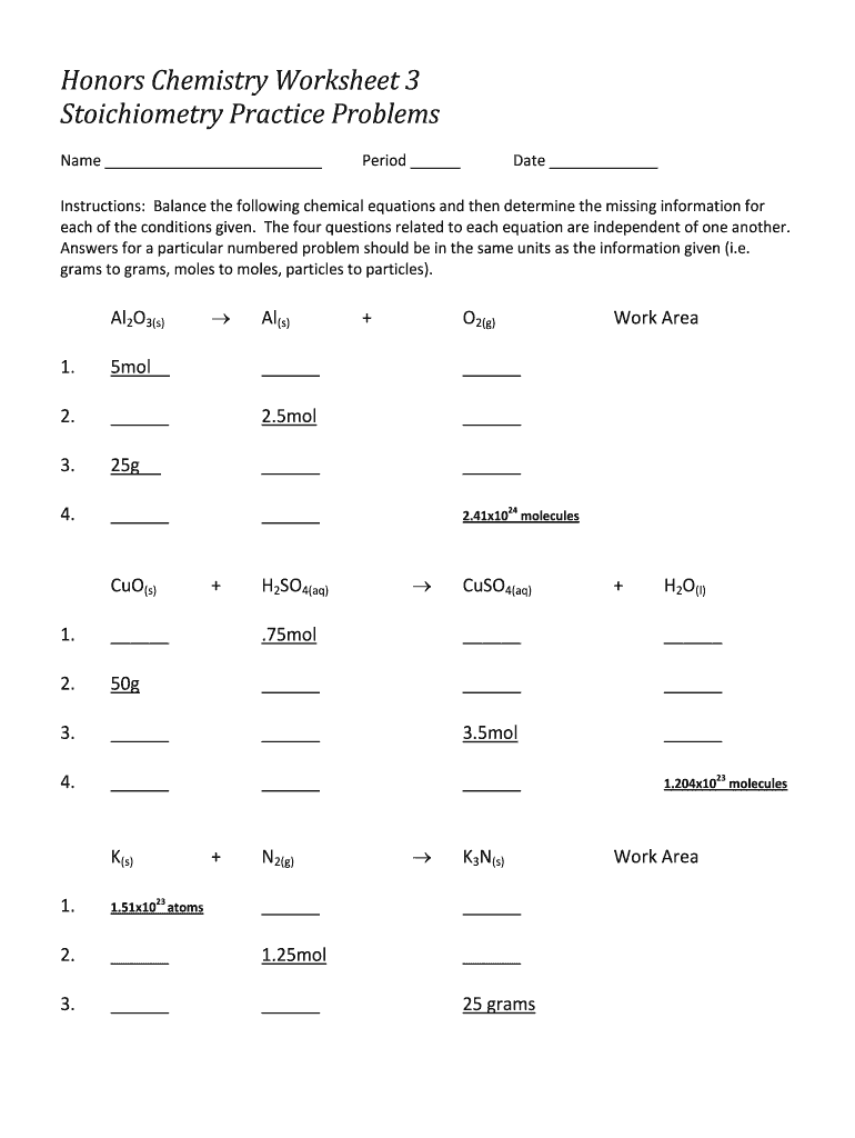 Stoichiometry Practice Problems Worksheet Answers Pdf Fill Out And 