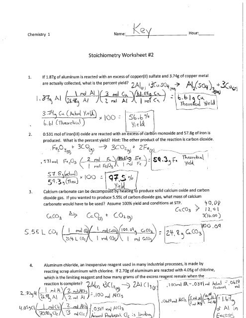 Stoichiometry Worksheet 2 Answer Key Paraphrasing My Worksheet