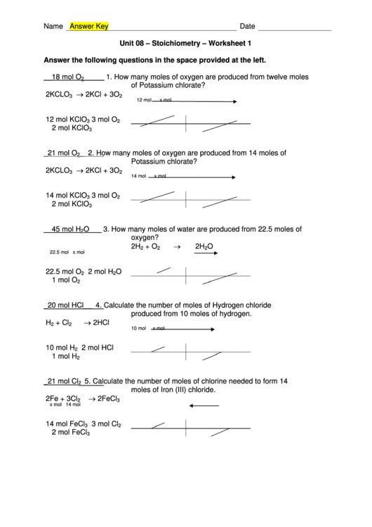 Stoichiometry Worksheet With Answer Key Printable Pdf Download