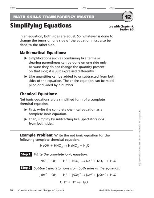 Teaching Transparency Worksheet Answers Chapter 18 Worksheet