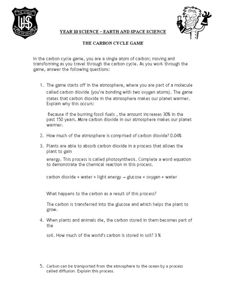 The Carbon Cycle Worksheet Answers Education Template