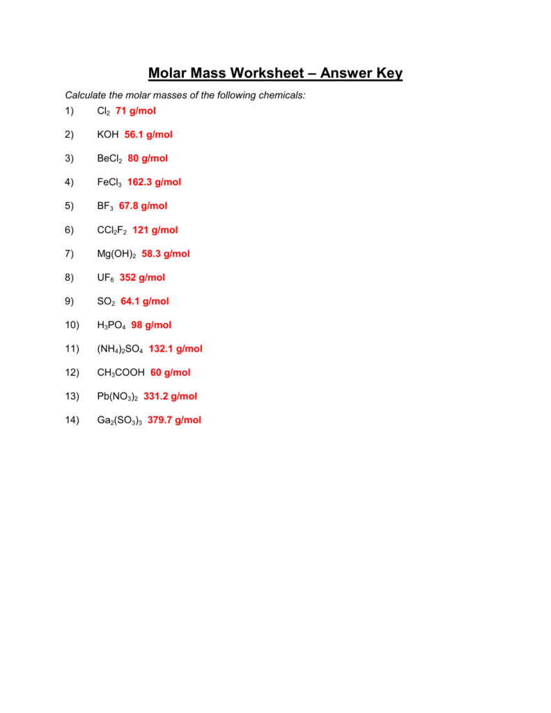 The Mole And Avogadros Number Worksheet Answers Escolagersonalvesgui