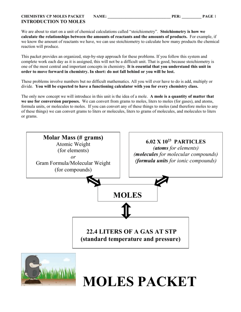 The Mole And Avogadros Number Worksheet Worksheet List