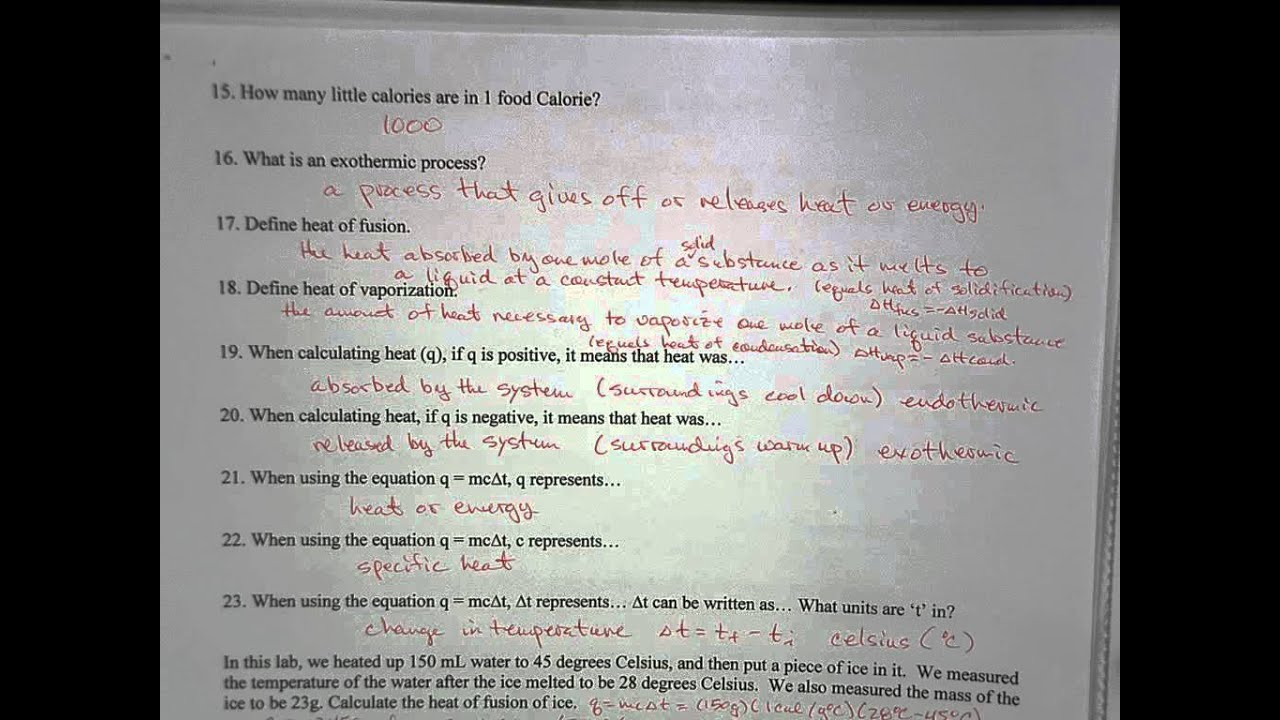 Thermochemistry Worksheet 1 Answers Nidecmege