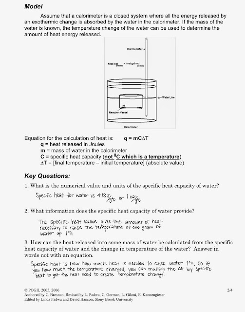 Tom Schoderbek Chemistry Calorimetry POGIL