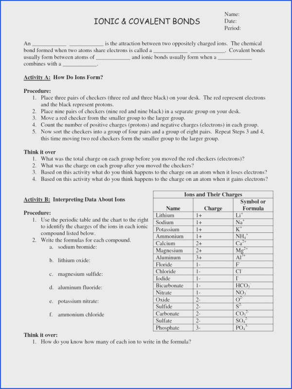 Type 1 Ionic Bonding Worksheet Answers Rwanda 24