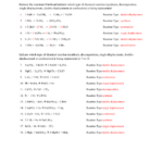 Types Of Chemical Reaction Worksheet Answers
