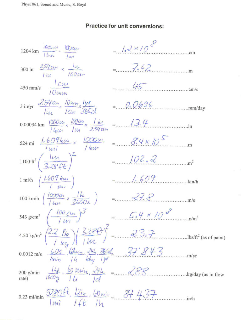 Unit Conversion Worksheet Answers Printable Worksheets And Activities 