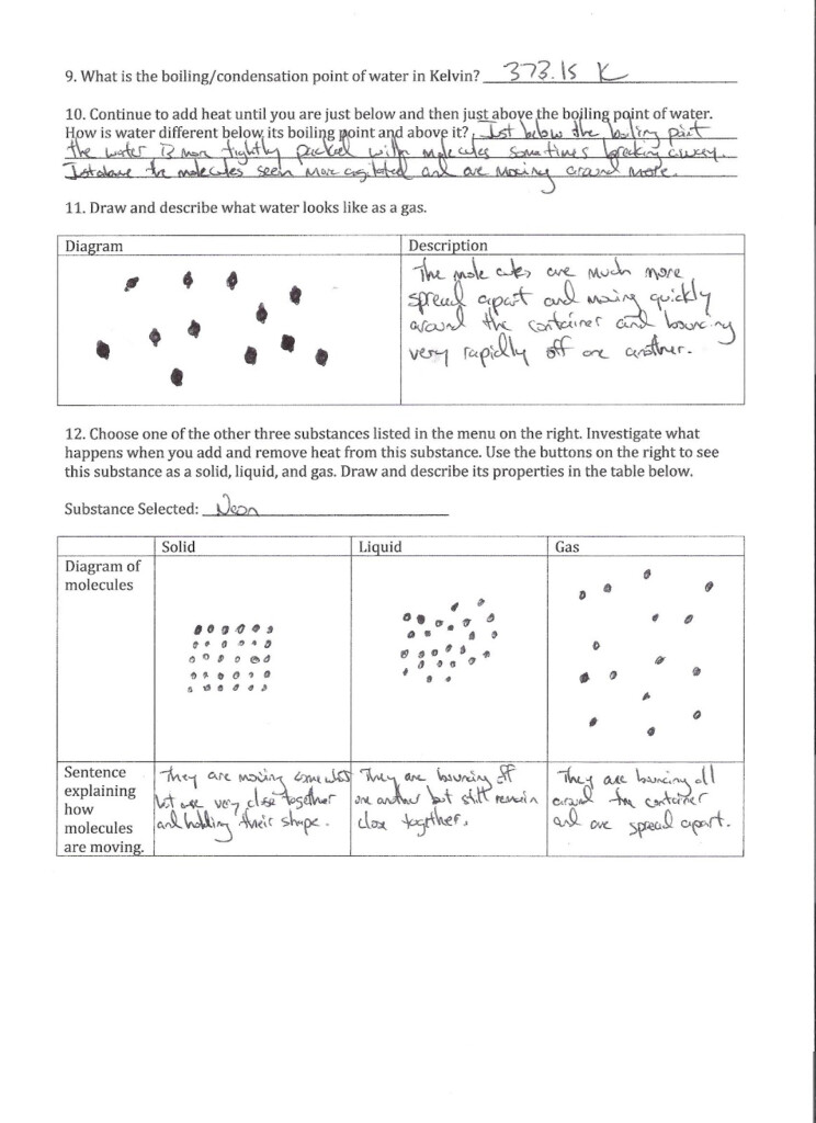 Visualizing Chemistry Activity 6 States Of Matter And Intermolecular 