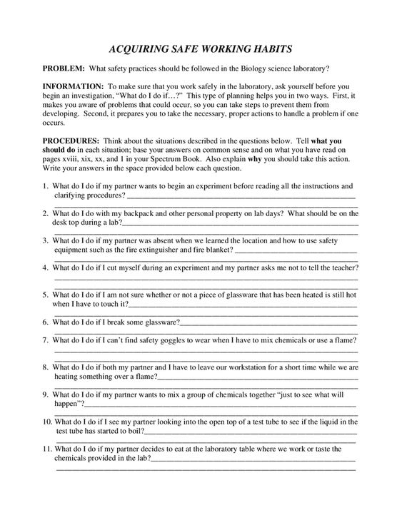 What Not To Do Laboratory Worksheet Answer Worksheet