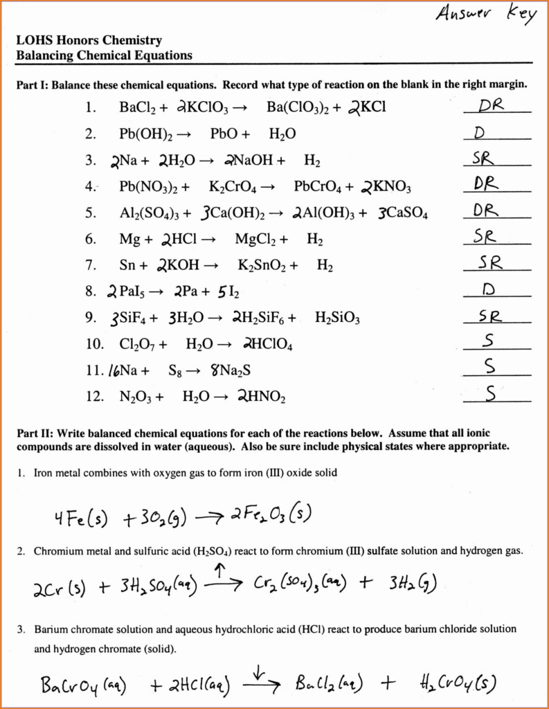 Word Equations Worksheet Chemistry If8766 Answers Uncategorized 