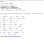 Worksheet Balancing Chemical Equations