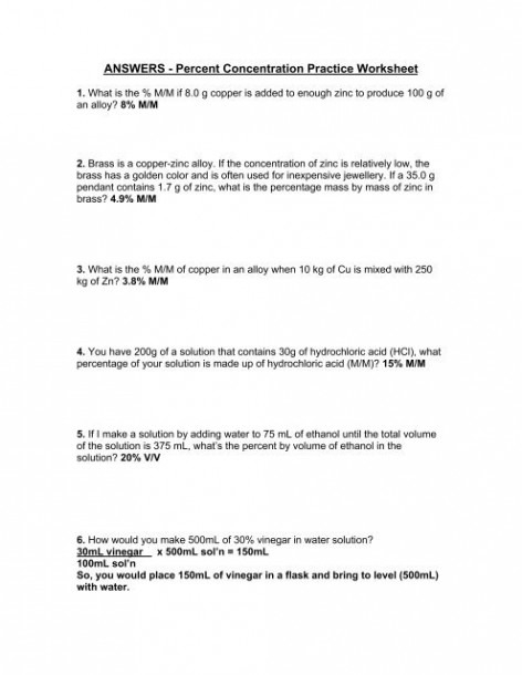 Worksheets On Solution Concentration