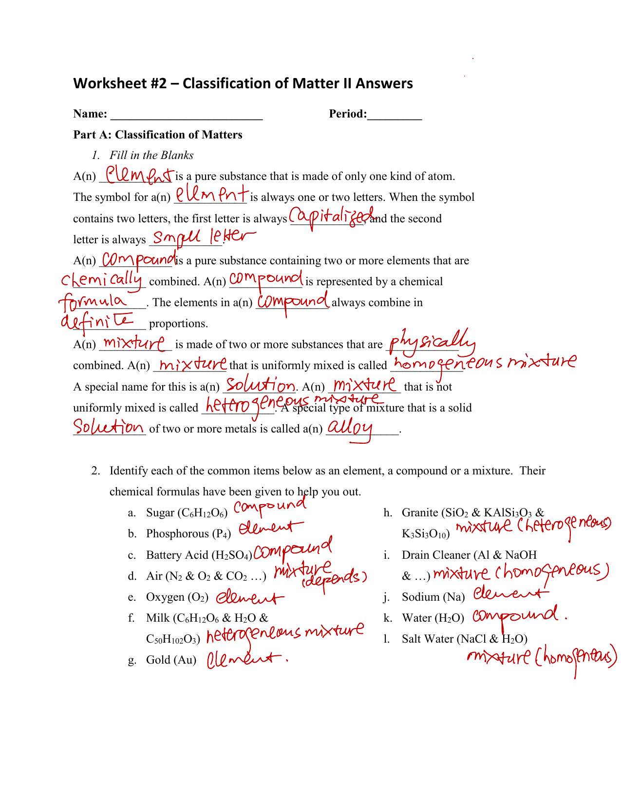26 Classifying Matter Worksheet Answer Key Worksheet Information