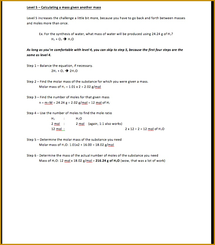 3 Mole Calculation Worksheet FabTemplatez Chemistryworksheet