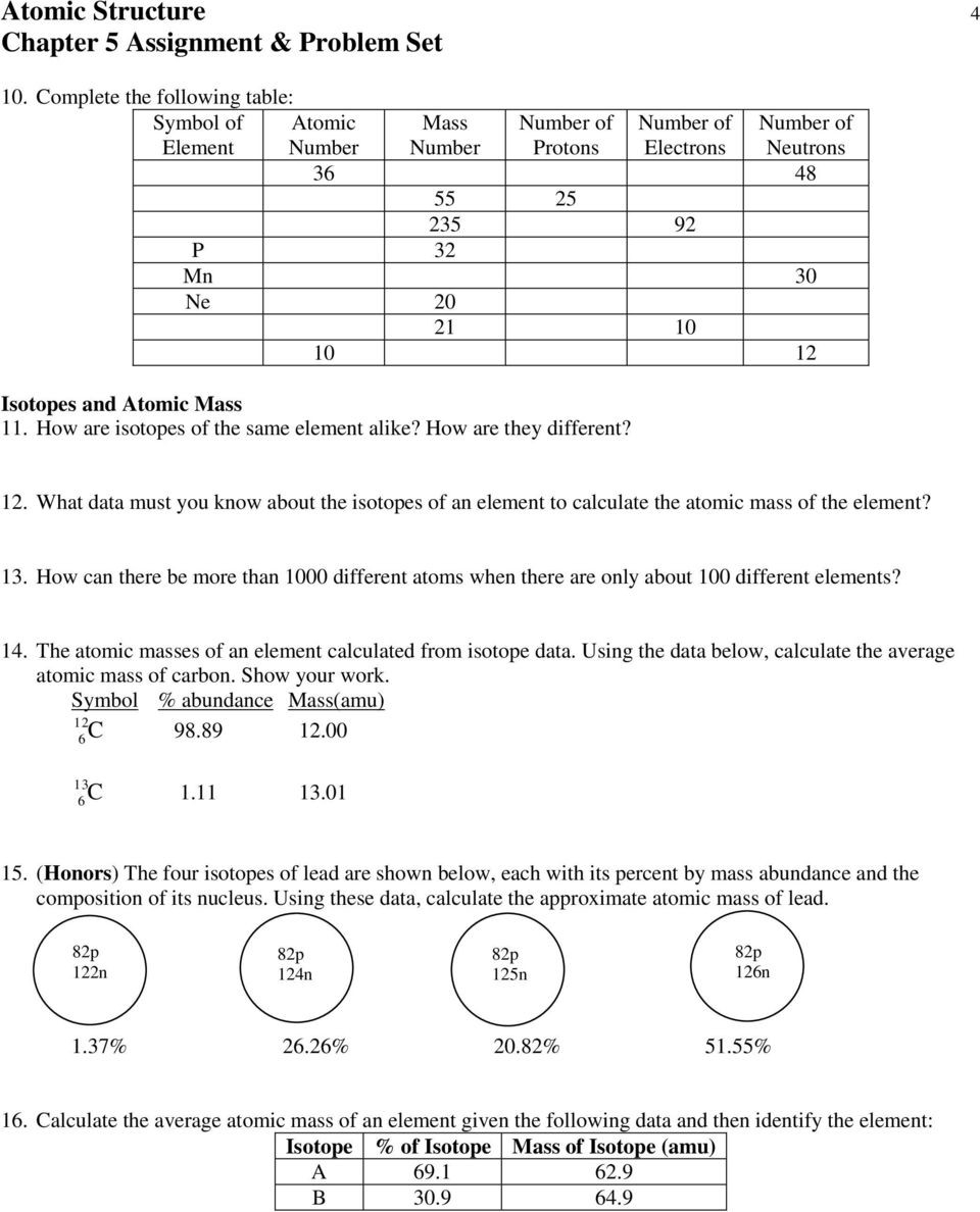 30 Calculating Average Atomic Mass Worksheet Education Template