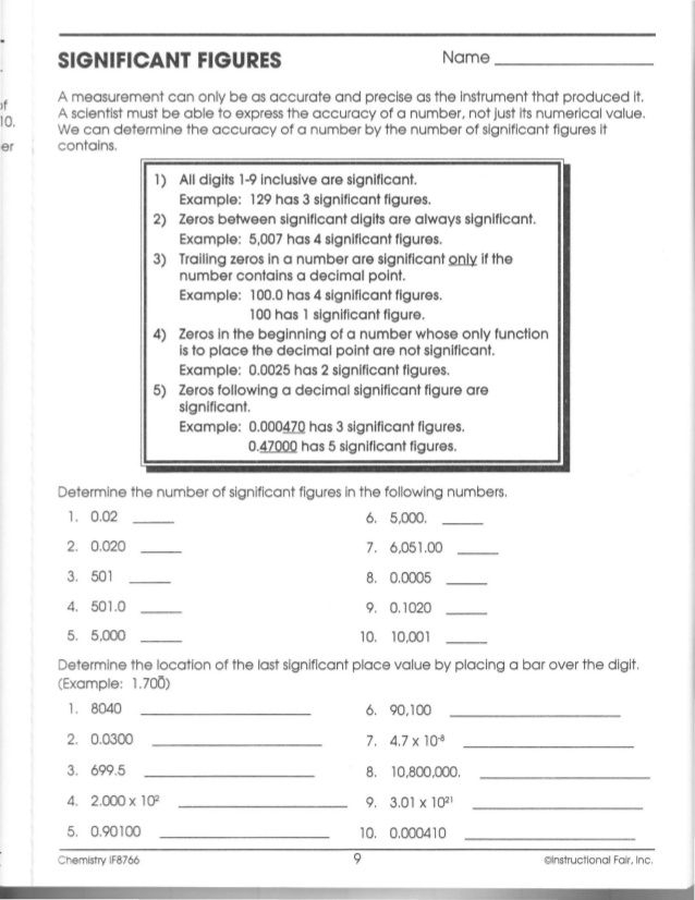 30 Calculations Using Significant Figures Worksheet Worksheet Project